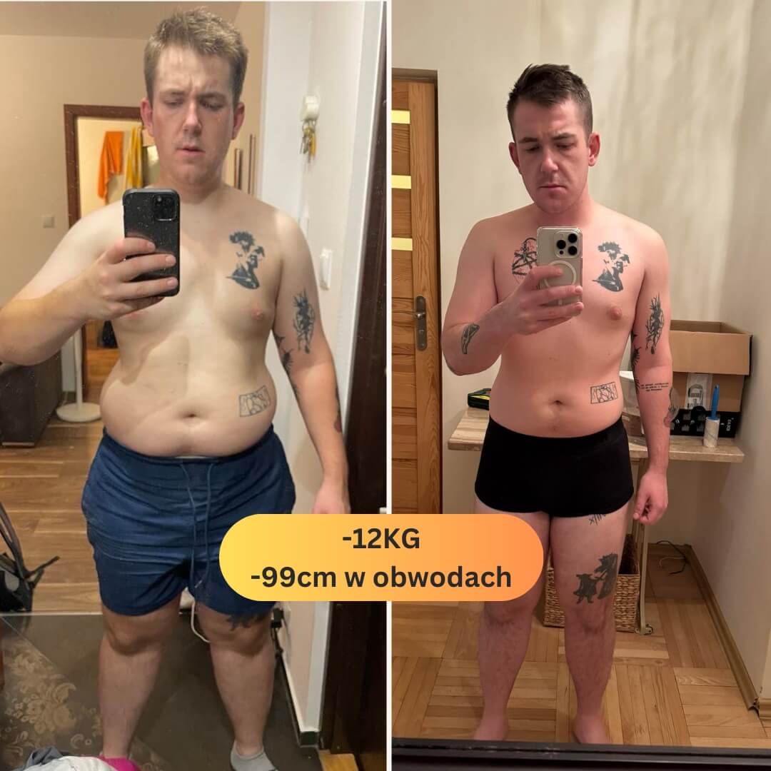 Konrad - Transformacja przed i po - Trening personalny Kielce